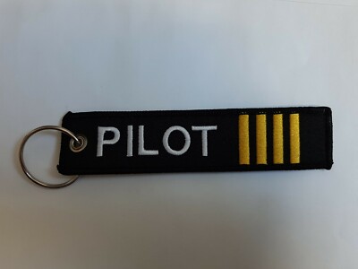 PILOT 4 Streifen - Schlüsselanhänger - Schrift gestickt - Neu