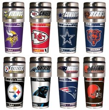 NFL Metallic Travel Tumbler - Stainless Steel and Black Vinyl - 16-Ounce