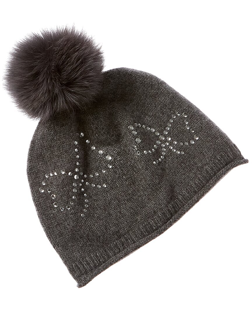 Женская кашемировая шапка с бантом Sofiacashmere Heatset серого цвета 14990₽