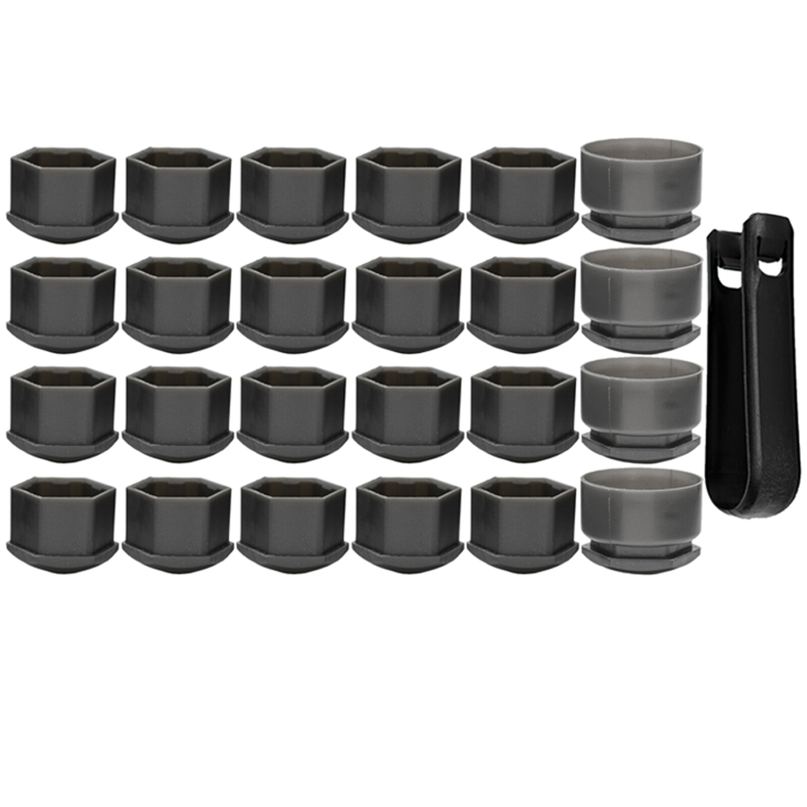 20x Radmuttern Kappen 17mm Set Mit Abzieher - Graue Abdeckkappen Für Auto Radschrauben