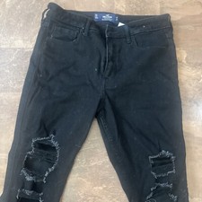 HOLLISTER Ultra SUPER SKINNY High  Rise Jean Black Denim Pants Women's 7R