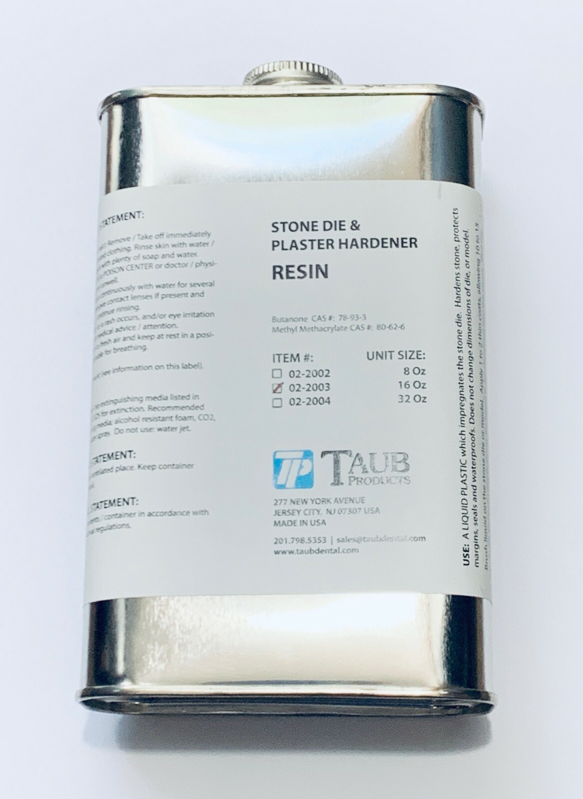 Dental Lab Stone Die & Plaster Hardener Resin 2 oz & 16 oz Taub