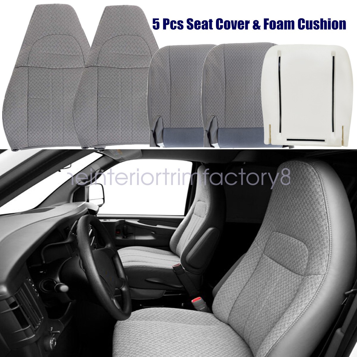 A-Premium Gray Seat Bottom Cover Compatible With Chevrolet