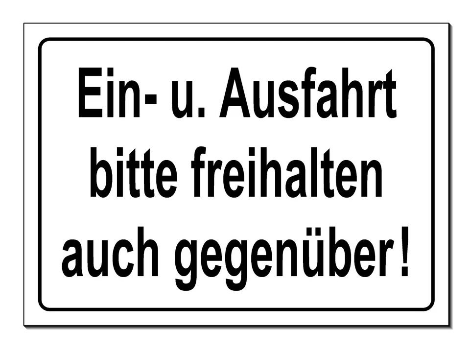 DESI-SCHILDER Ein+Ausfahrt freihalten-Gegenüber-Alu-Schild-30x20 cm-Warnschild-Parken-Hinweis