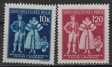 CZECHOSLOVAKIA, BOHEMIA, MORAVIA:1944 SC#B22,B24 MNG Fifth anniv. of protect  AA