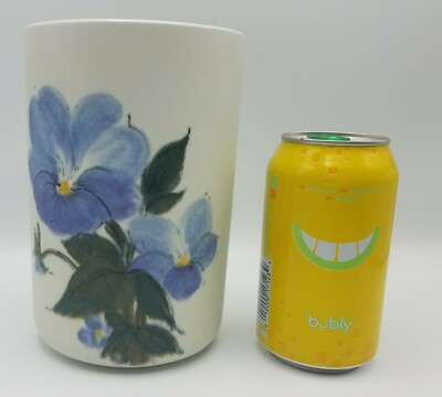 Arabia HLA Hikka-Liisa Ahola Handpainted Vase, Blue Floral, 6 3/4