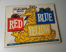 Vintage Playskool Wooden Puzzle Big Bird Presents Colors 6 pieces 1974