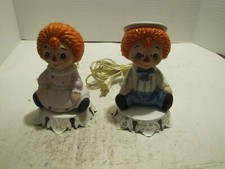 VTG UNDERWRITER'S LABORATORIES RAGGEDY ANN  ANDY PORTABLE LAMPS USED READ