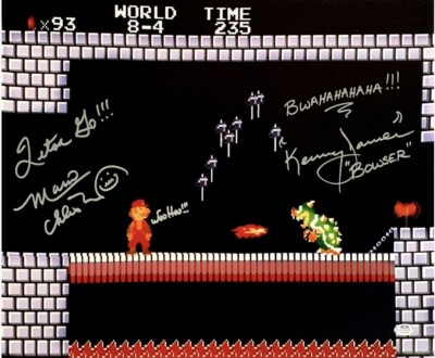 PSA/DNA Authentic Charles Martinet & Kenny James Super Mario vs Bowser 16x20