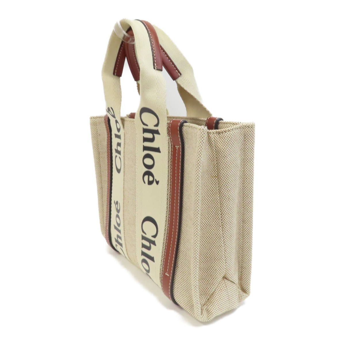 Chloe Small Woody Tote Bag Canvas Beige/Brown | eBay