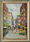 ITALIAN STREET SCENE, Post War, Original Oil / Canvas, Vintage, 24" x 36" — photo 7