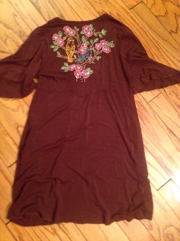 NEW RARE S M L Soul Revival Boho Dress Tunic Pockets Embroidered Stretch Brown image 2