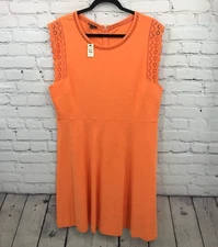 Talbots Dress Womens Extra Large Orange Sheath A-Line Sleeveless Lace Casual New