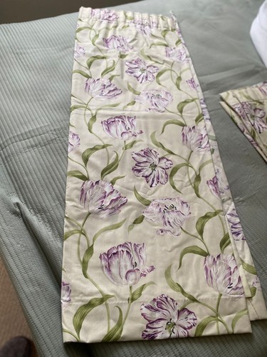 Sanderson "Tanzende Tulpen" maßgeschneidertes Paar gefütterte Vorhänge in Lila, B75" L51" pro Stück - Bild 3 von 10