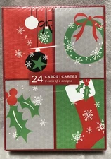 NEW Image Arts 24ct Boxed Christmas Card Set 4 Holiday Designs 6 Cards of Each