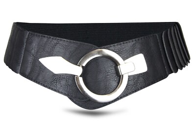 Frentree Elastischer Taillengürtel, ca. 6 cm breit mit silberner Ring-Schließe