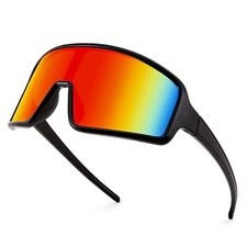 Men and Women's UV400 Protection Shield Black Cycling Sports 80s Sunglasses