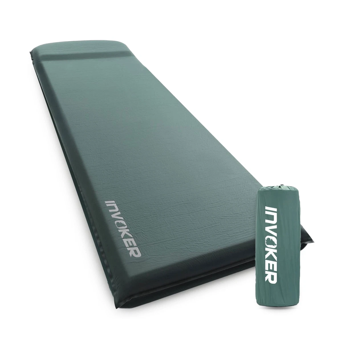 INVOKER 3 Inch UltraThick Self Inflating Memory Foam Camping Sleeping Pad,  Green