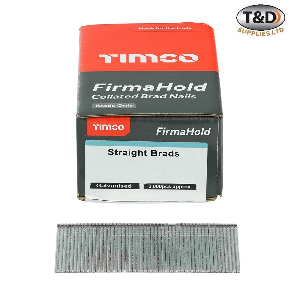 FirmaHold 16G Straight Brad Nails - 2nd Fix, T Head, No Gas Galvanised Nail Guns