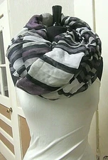 *** Peach Couture Women's Infinity Loop Scarf *** Purple, Gray, Black STRIPE
