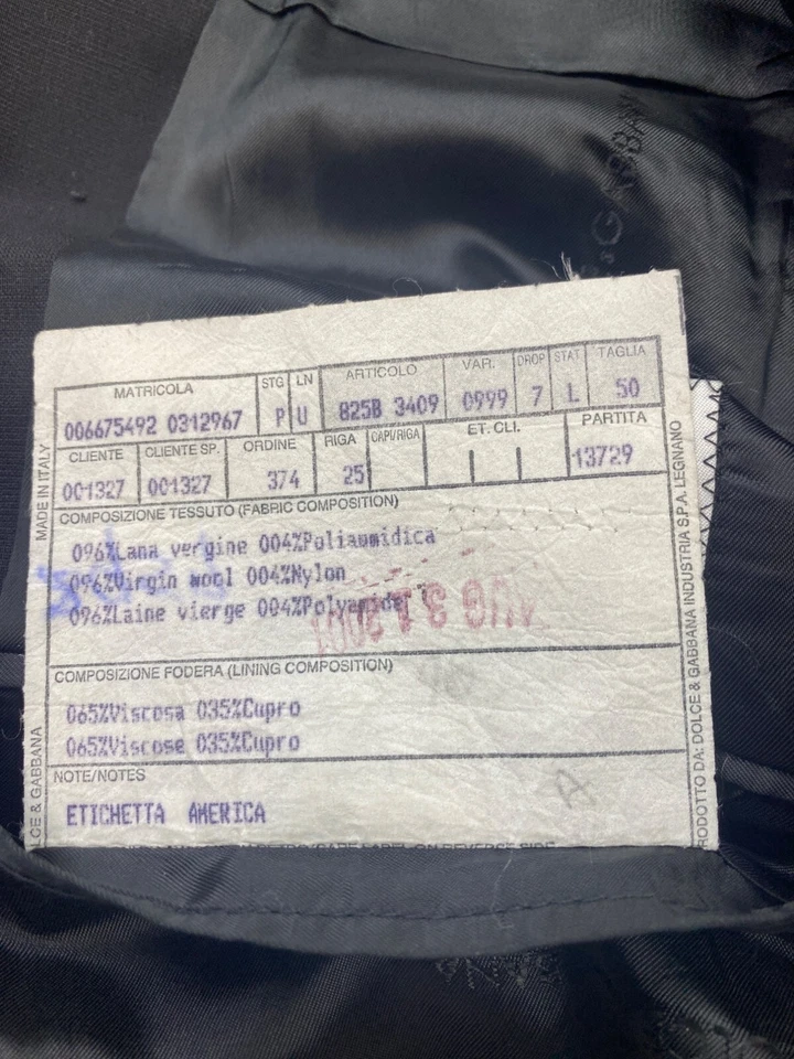 Dolce Gabbana Blazer Mens 50L Black Virgin Wool Tuxedo Sports Coat Jacket Italy - Image 4 of 4