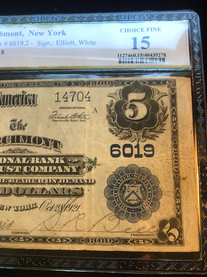 Larchmont, New York 1902 Five Dollar Plain Back Bank Note PCGS 15 - Image 4 of 4