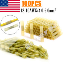 100PCS Heat Shrink Butt Wire Crimp Connectors Waterproof Splice Terminal 12-10ga