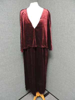Club L Plus Cape Samt Midikleid Rot UK 24 LN029 AA 15