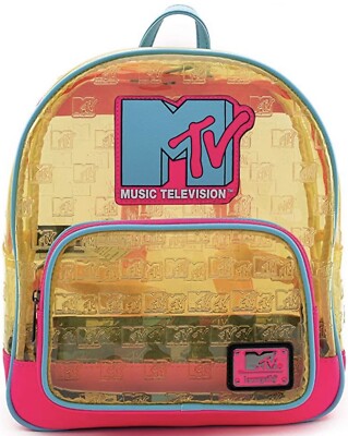 MTV Loungefly Mini TV Backpack Clear Neon PVC Pink Yellow  display picture 3