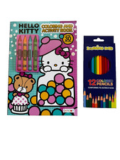 Hello Kitty Coloring  Activity Book W/ Crayons Plus 12 pc Coloring Pencils