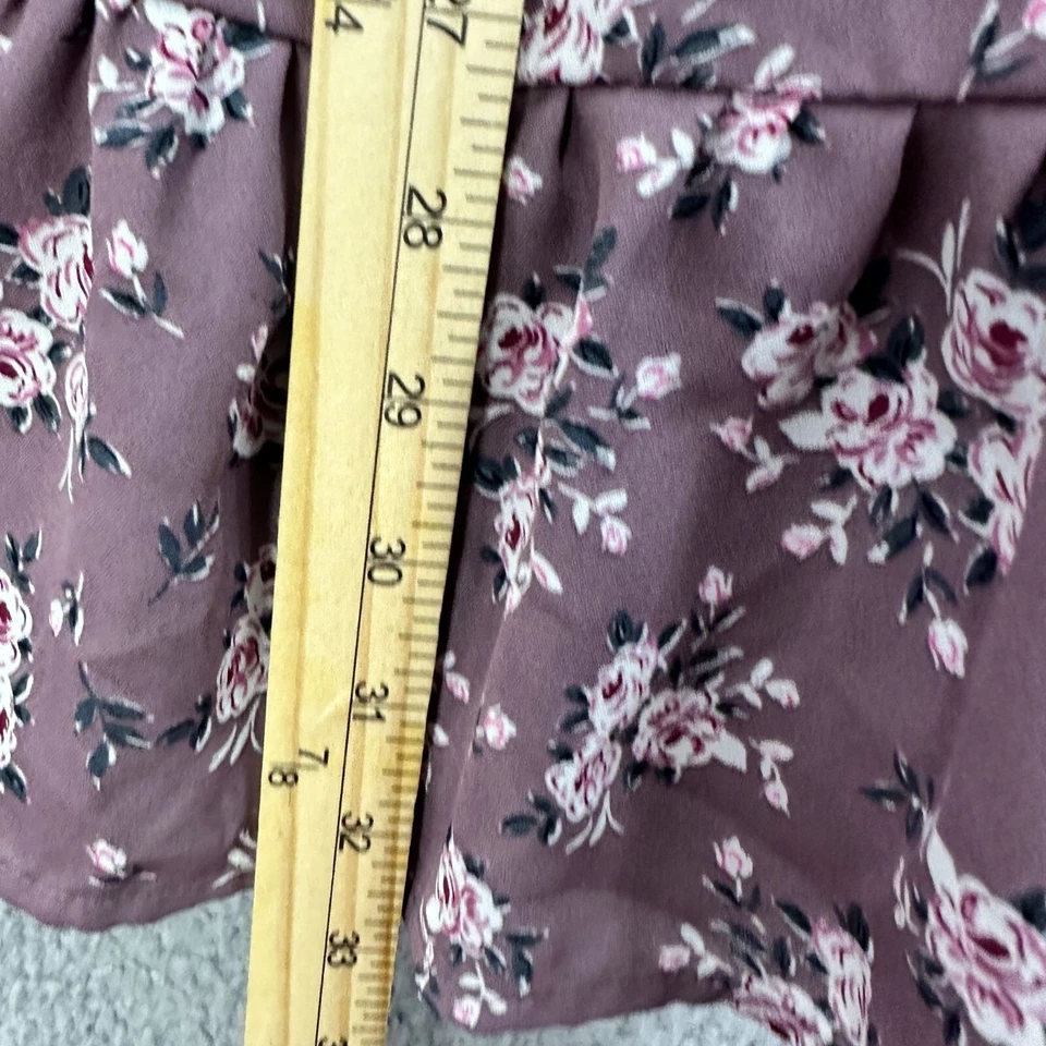 Lily Rose 迷你连衣裙女式大号紫色花卉长袖精致波西米亚风 — 第 4/4 张图片