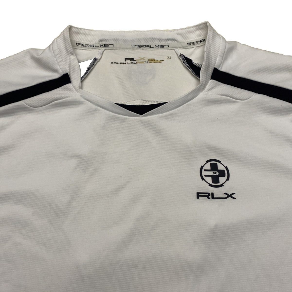 RLX Men's T Shirt Size XL White RLX67 Ralph Lauren Soccer T Shirt