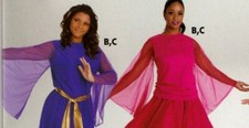 NWOT Praisewear Liturgical Dance Top Chiffon Bell Sleeve 3 Color Choices Ad/Chld