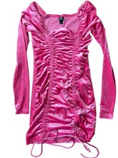 Wild Fable Y2K 2000 Party Baddie Clubwear Velvet Cinched Bodycon Dress XS Pink