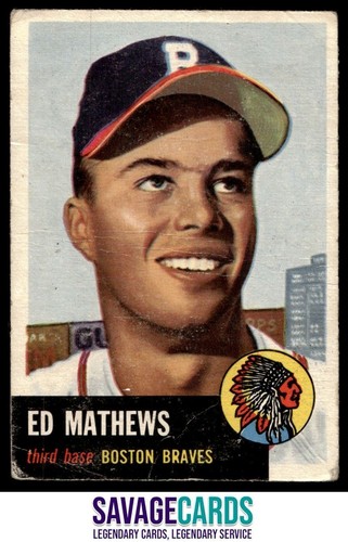 1953 Topps Baseball Eddie Mathews #37 Boston Braves