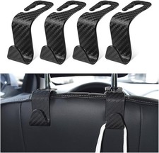 4 Pack Headrest Hooks for Vehicle Seats, Carbon Fiber/Black