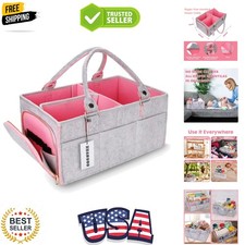 Baby Diaper Caddy Organizer for Girl Boy Large Nursery Storage Bin Basket Por...