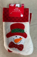 Pack of 2 Mini Christmas Stockings ~ 6" x 4" ~ Snowman ~ Felt ~ NWT