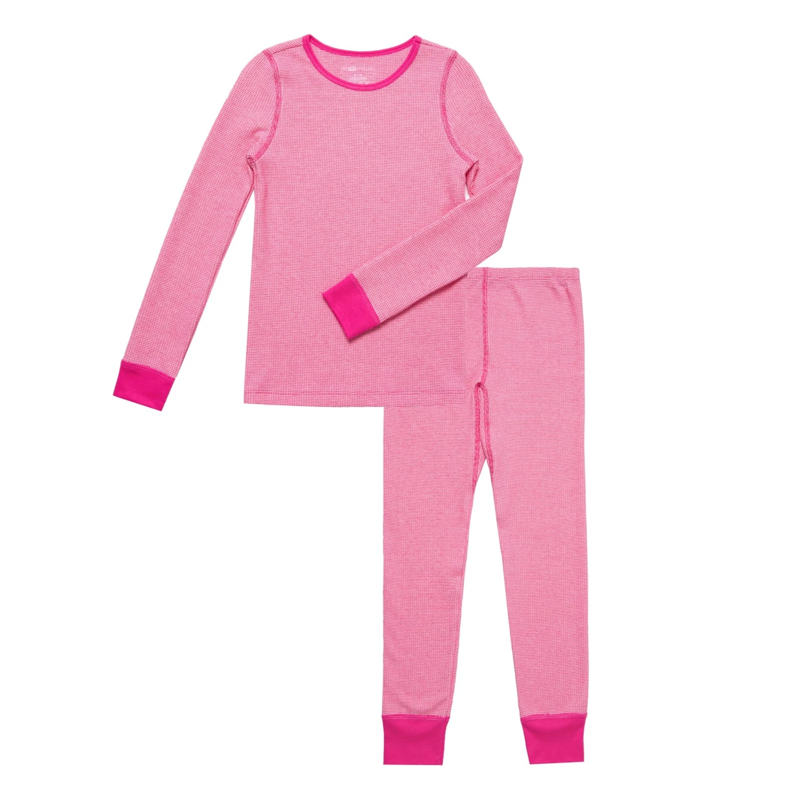 girls Premium Thermal Waffle Underwear Base Layer Set, White/Fuchsia Burst, 1...