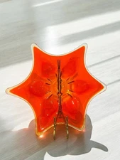 Vtg Viking Glass Epic 13" Persimmon Console Shallow Bowl Cadmium Glow