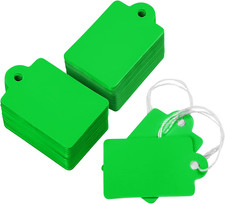 200 Pcs Price Tags with String Attached 1 3/8" X 7/8" Writable Green Hang Tags S