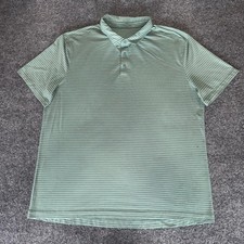 Lululemon Polo Shirt Mens XL Green Striped Golf Athletic Short Sleeve Casual