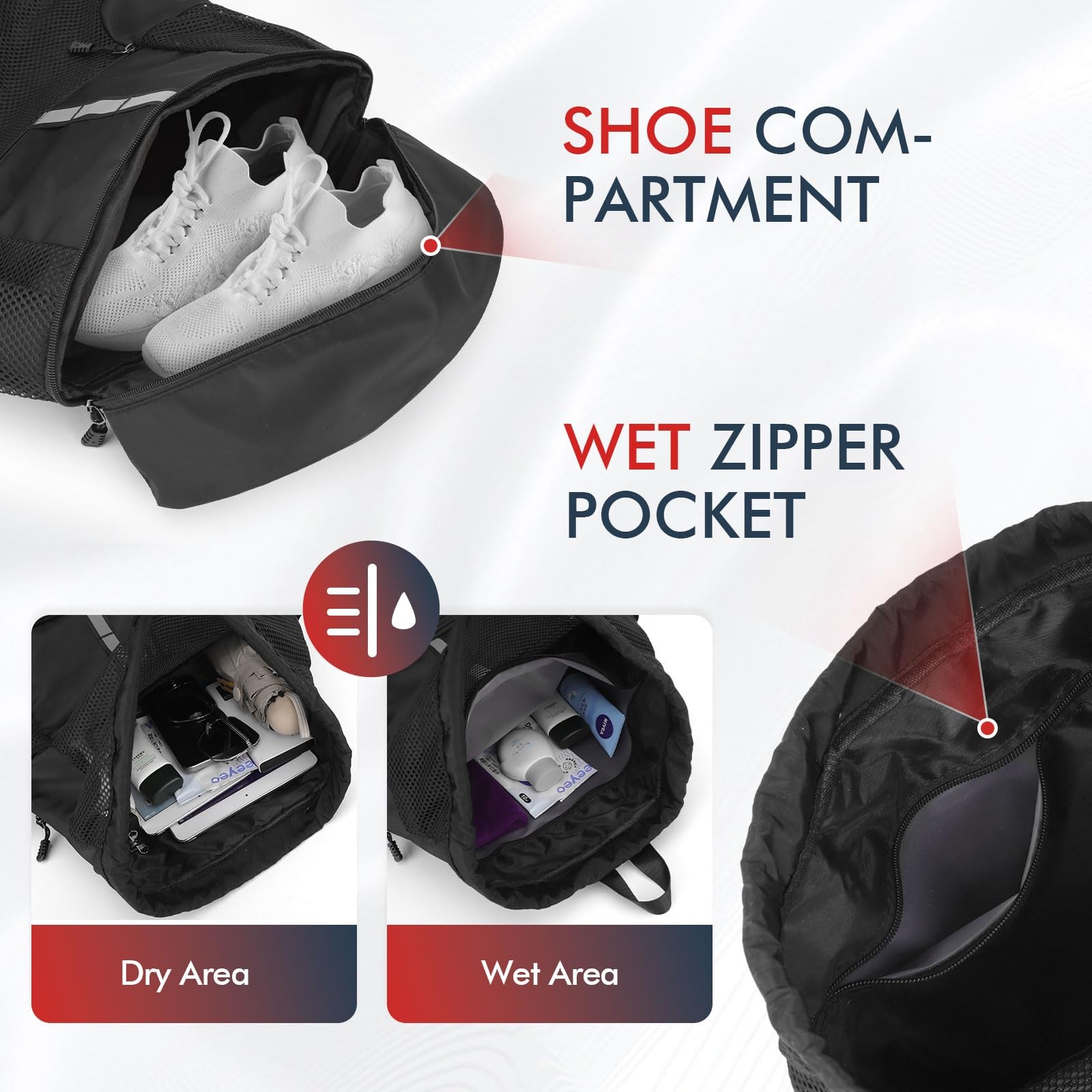 Drawstring Gym Bag for Men/Women - Mesh Beach Swim Bags Sports Backpack with ...