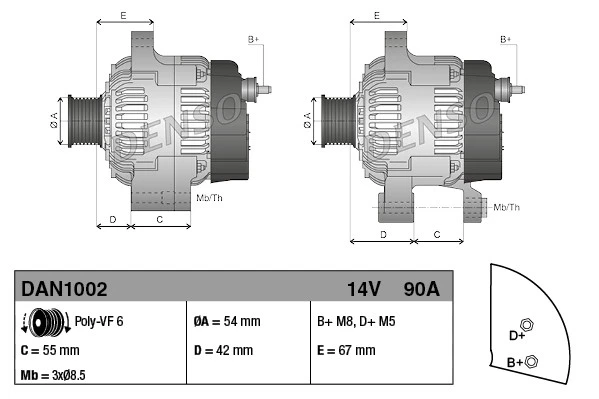 Alternator fits FIAT GRANDE PUNTO 199 1.3D 2005 on 5-Speed Manual Transmission - Image 4 of 4