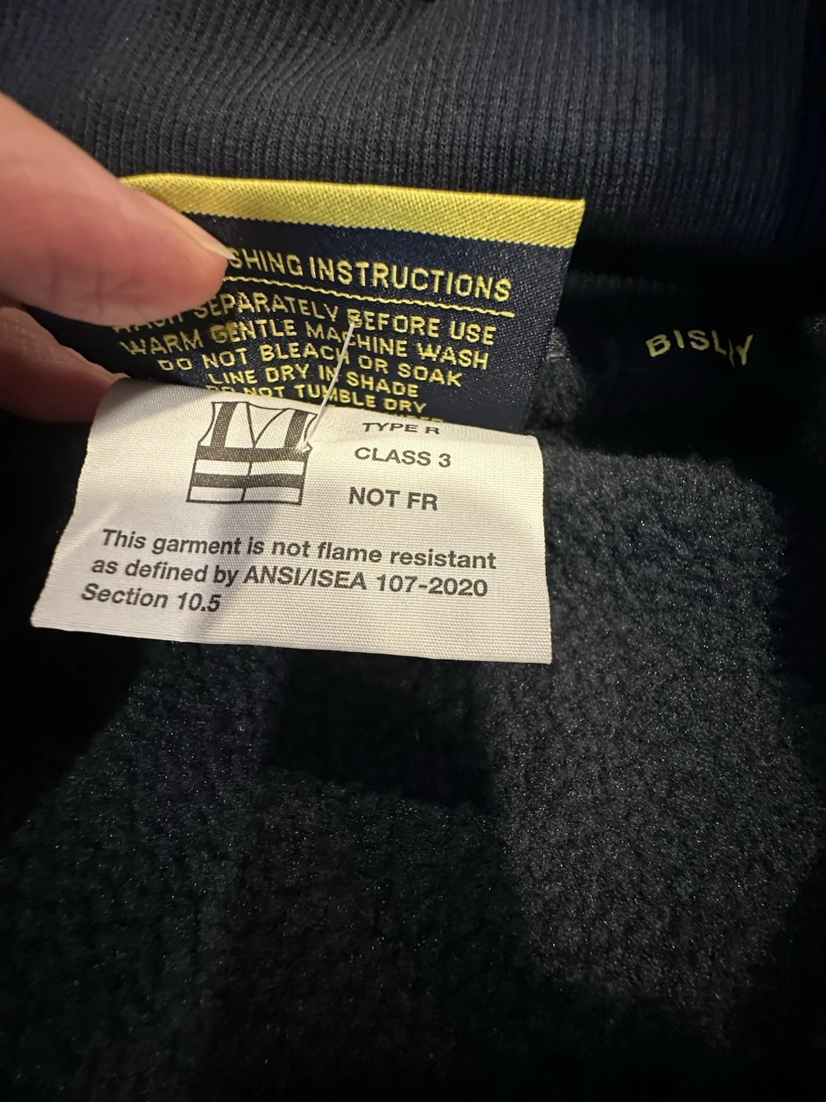 Bisley Workwear Jacket Hooded Zipper ANSI 107 R Class 3 Yellow Navy Reflect 2XL - product detail image 15