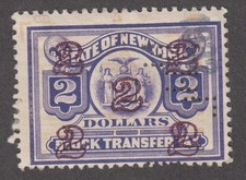 US $2 OVERPRINT 1930's State of New York. STOCK TRANSFER  TAX. Perfin  NHL