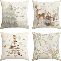 Schneeflocken BäUme Geschenke Rentier Weihnachten KissenbezüGe 4Er Set, 40X40 Cm