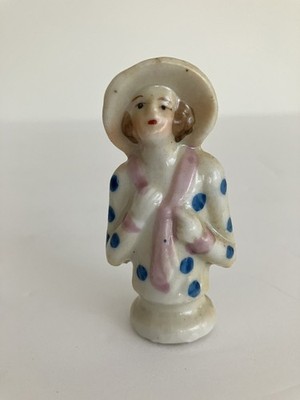 Vintage 1920 s-30 s Art Deco Porcelain Flapper Lady Half Doll Pincushion! 2 1/4 