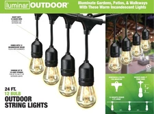 Luminar Outdoor 63483 LED String Lights – 24 ft Cord Black Weatherproof Lighting
