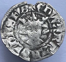 1279-1307 Edward I (1st) Silver Hammered Penny Bury St Edmunds